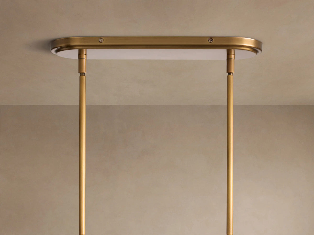 Brass Linen Light Linear Chandelier 5 Light — product view 4
