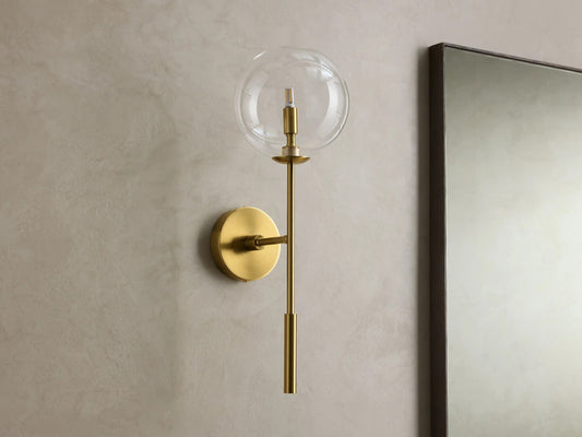 Roscoe Modern Brass Sconce with Glass Globe — product view 2