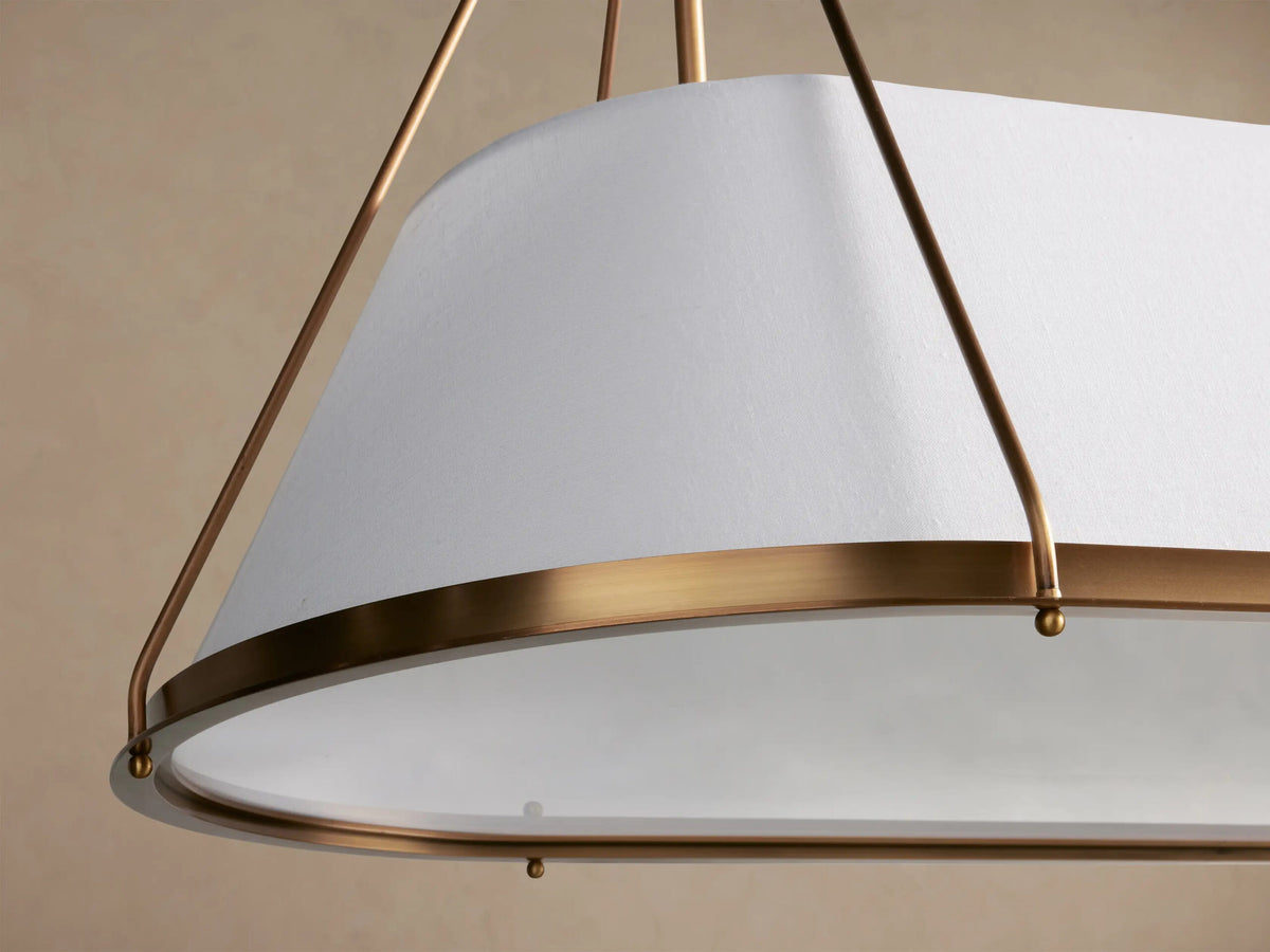 Shelton Brass Chandelier Linear Light with Linen Shade
