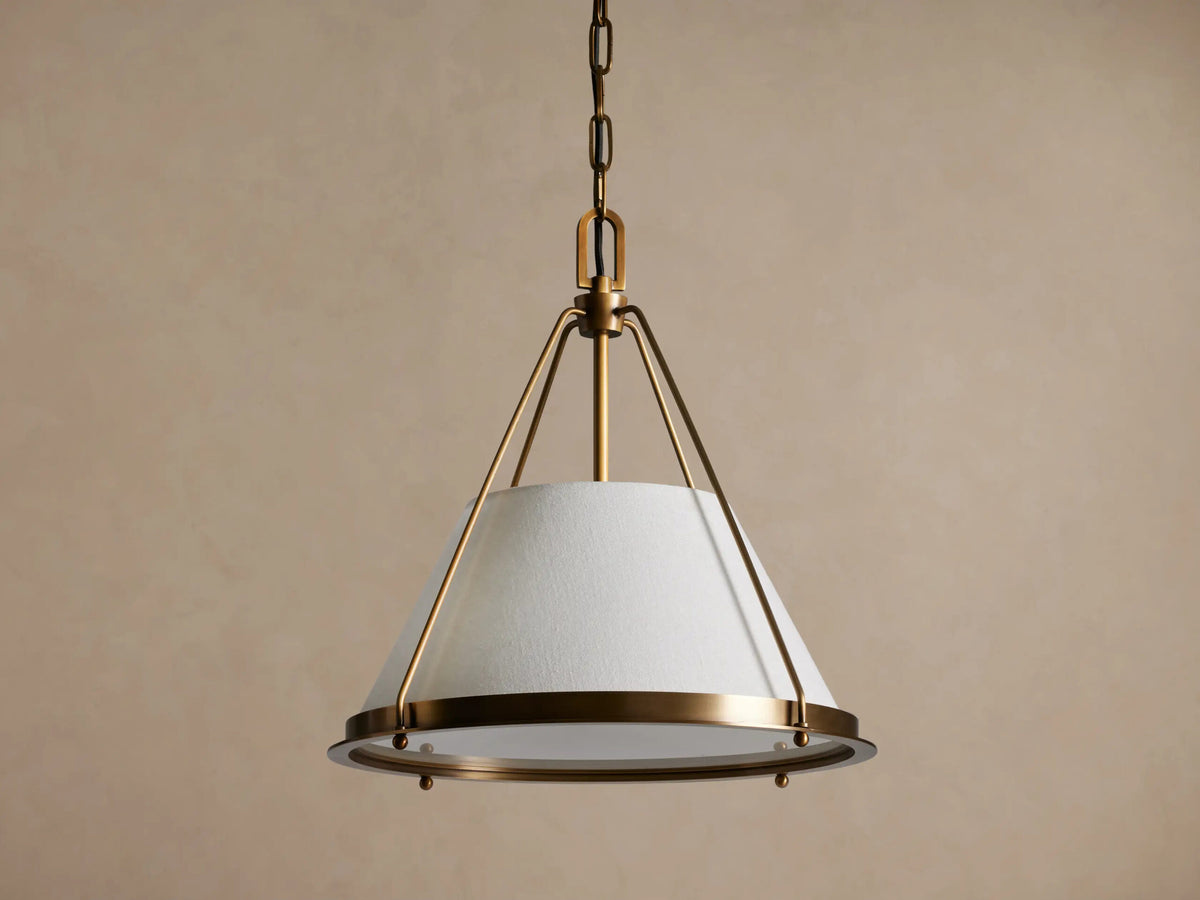 Shelton Brass Pendant Light with Linen Shade