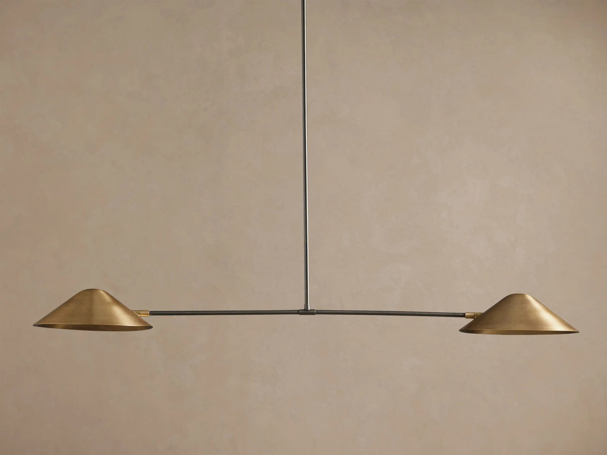 Brass Chandelier 2 Light Linear Fixture