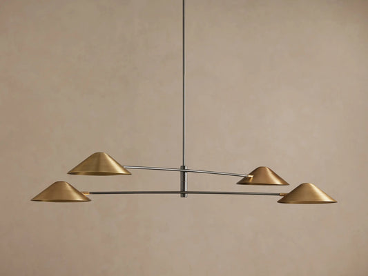 Brass MCM Chandelier 4 Light Linear — product view 2