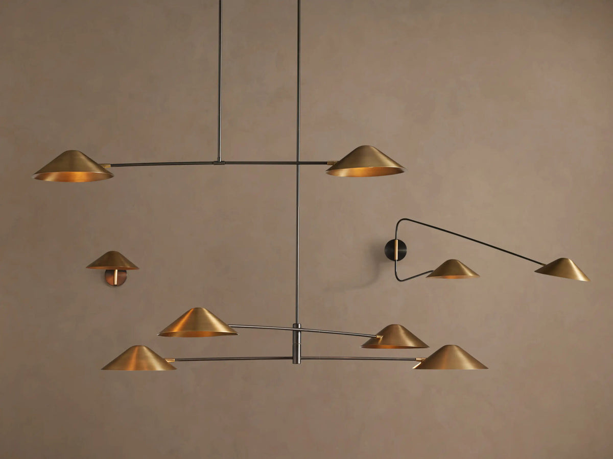 Brass MCM Chandelier 4 Light Linear — product view 6
