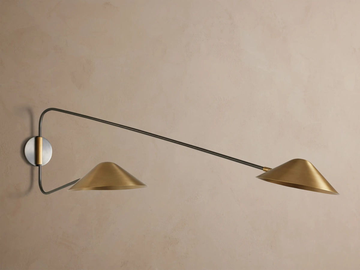 Brass Arm Sconce Long Arm Double Wall Light