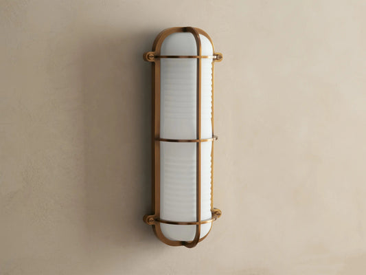 Solomon Brass Sconce with Milk Glass LED — product view 2