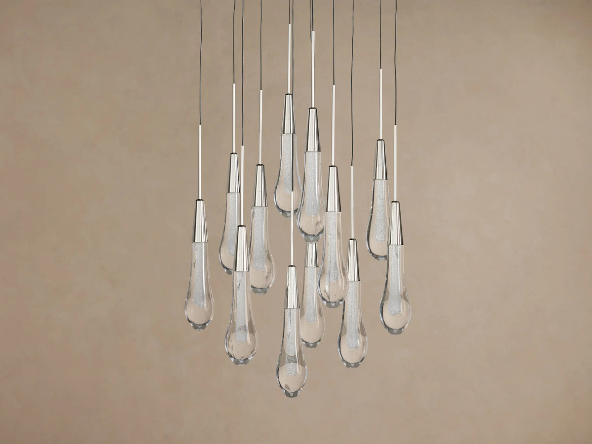Soltaire Glass Chandelier in Nickel