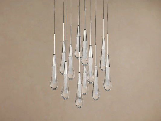 Soltaire Glass Chandelier in Nickel — product view 2