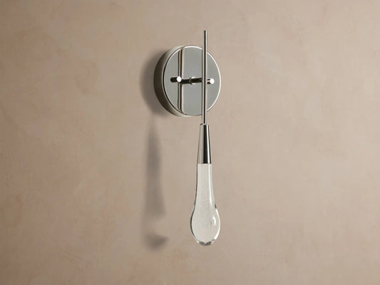 Soltaire Modern Nickel Sconce with Seeded Glass — product view 2