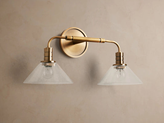 Theron Brass Glass Sconce Double Wall Light — product view 2