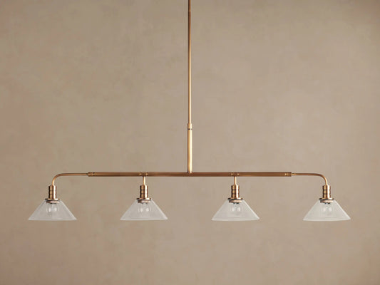 Brass Bar Chandelier with Clear Glass Linear Shades — product view 2