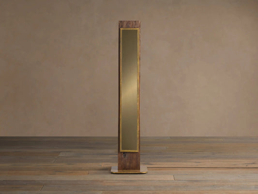 Wood Floor Lamp 100 Inch with Brass and Mirrored Glass — product view 2