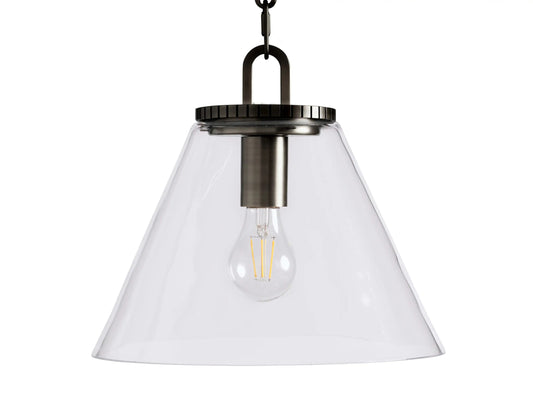 Bronze Cone Pendant with Clear Glass Chain Light — product view 2