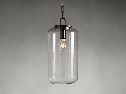 Wescott Bronze Pendant Light with Clear Glass Cylinder Shade — product view 2