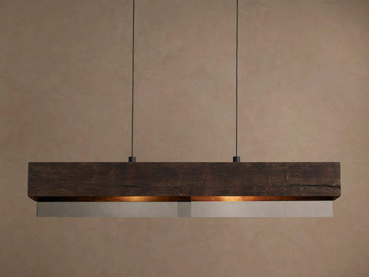 Lena 47 Inch Wood Linear Chandelier with Mirrored Glass — product view 1