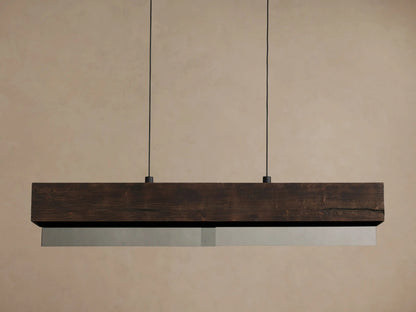 Lena 47 Inch Wood Linear Chandelier with Mirrored Glass — product view 2