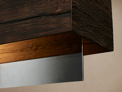 Lena 47 Inch Wood Linear Chandelier with Mirrored Glass — product view 3