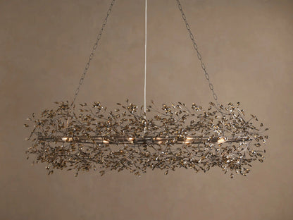 Oval Iron Chandelier in Bronze with Smoke Glass — product view 1