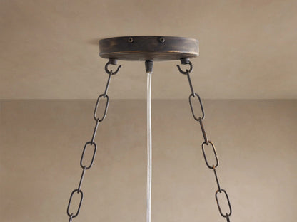Oval Iron Chandelier in Bronze with Smoke Glass — product view 4