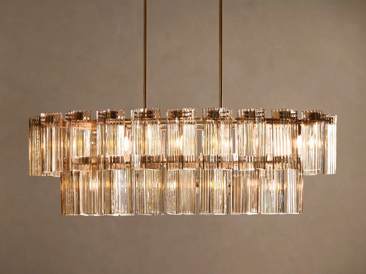 Brass Oval Light 72 Inch Tiered Glass Chandelier — product view 1