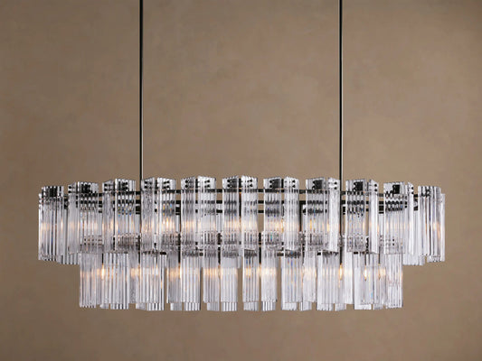 Tiered Glass Light 72 Inch Oval Bronze Chandelier — product view 1