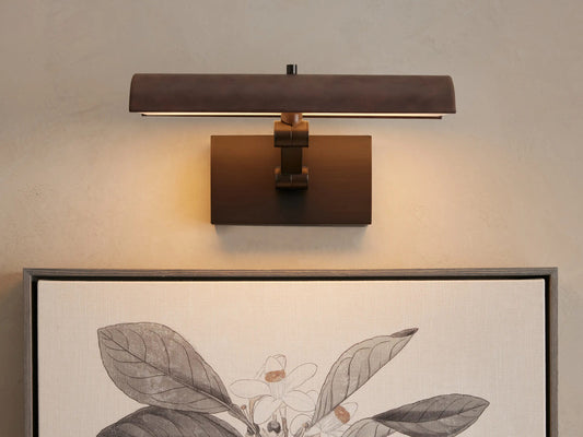 Bronze Picture Light Leather-wrapped LED Sconce — product view 1