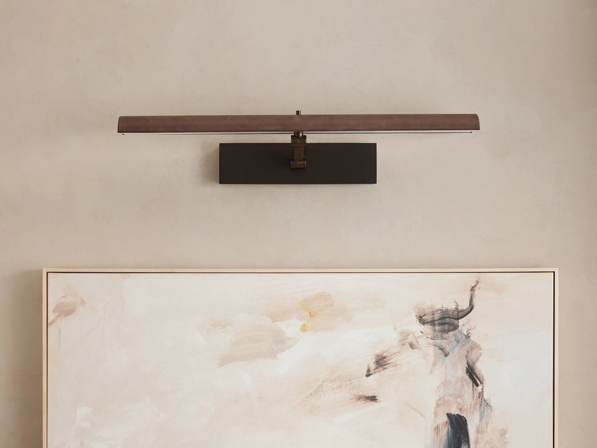 Bronze Picture Light Leather-wrapped LED Sconce — product view 10