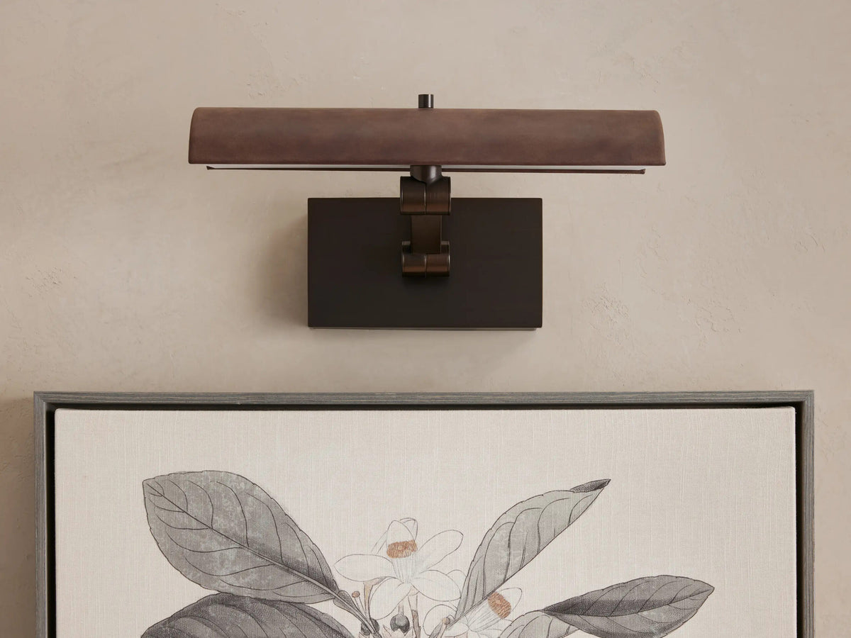 Bronze Picture Light Leather-wrapped LED Sconce