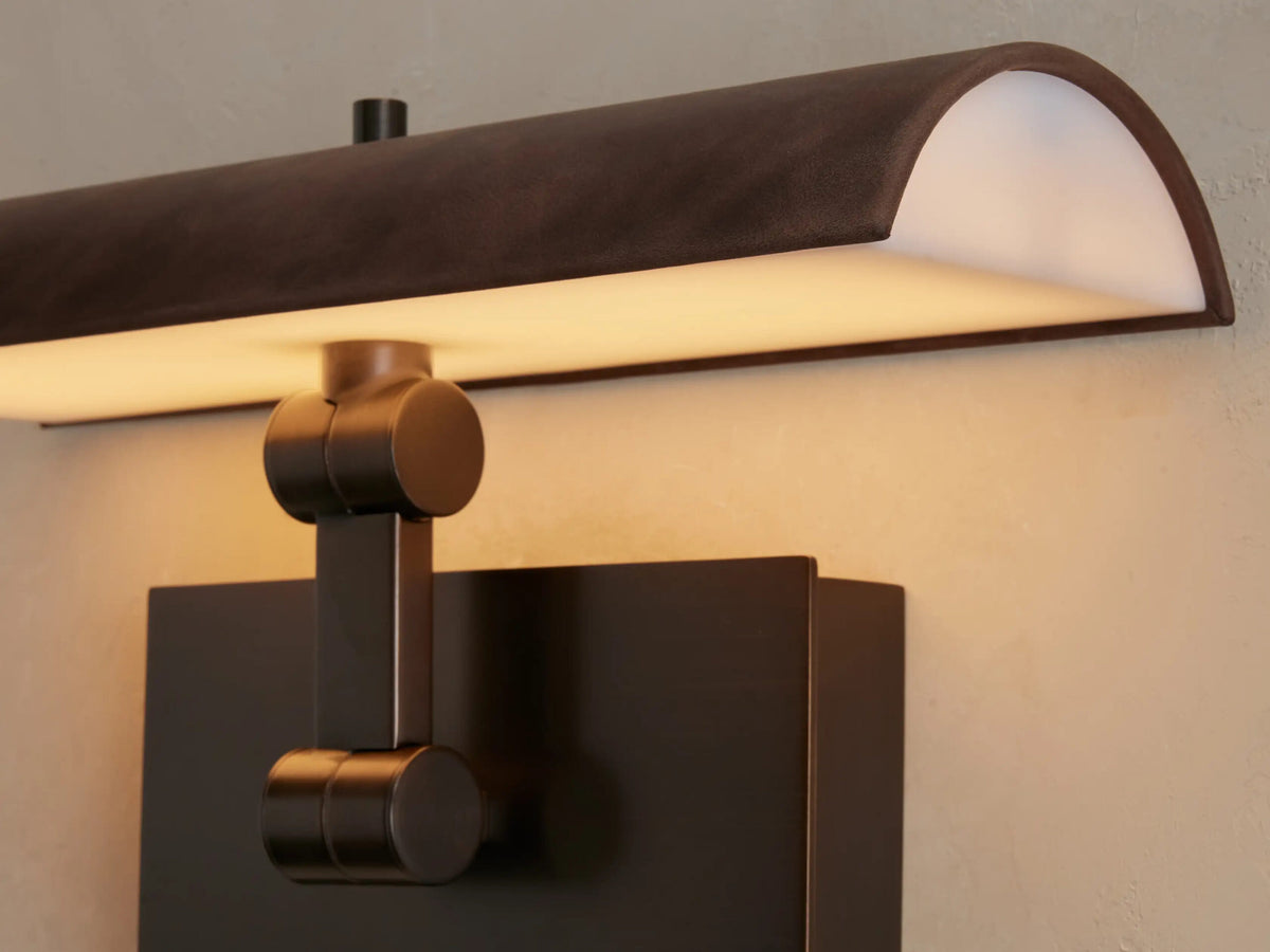 Bronze Picture Light Leather-wrapped LED Sconce — product view 3