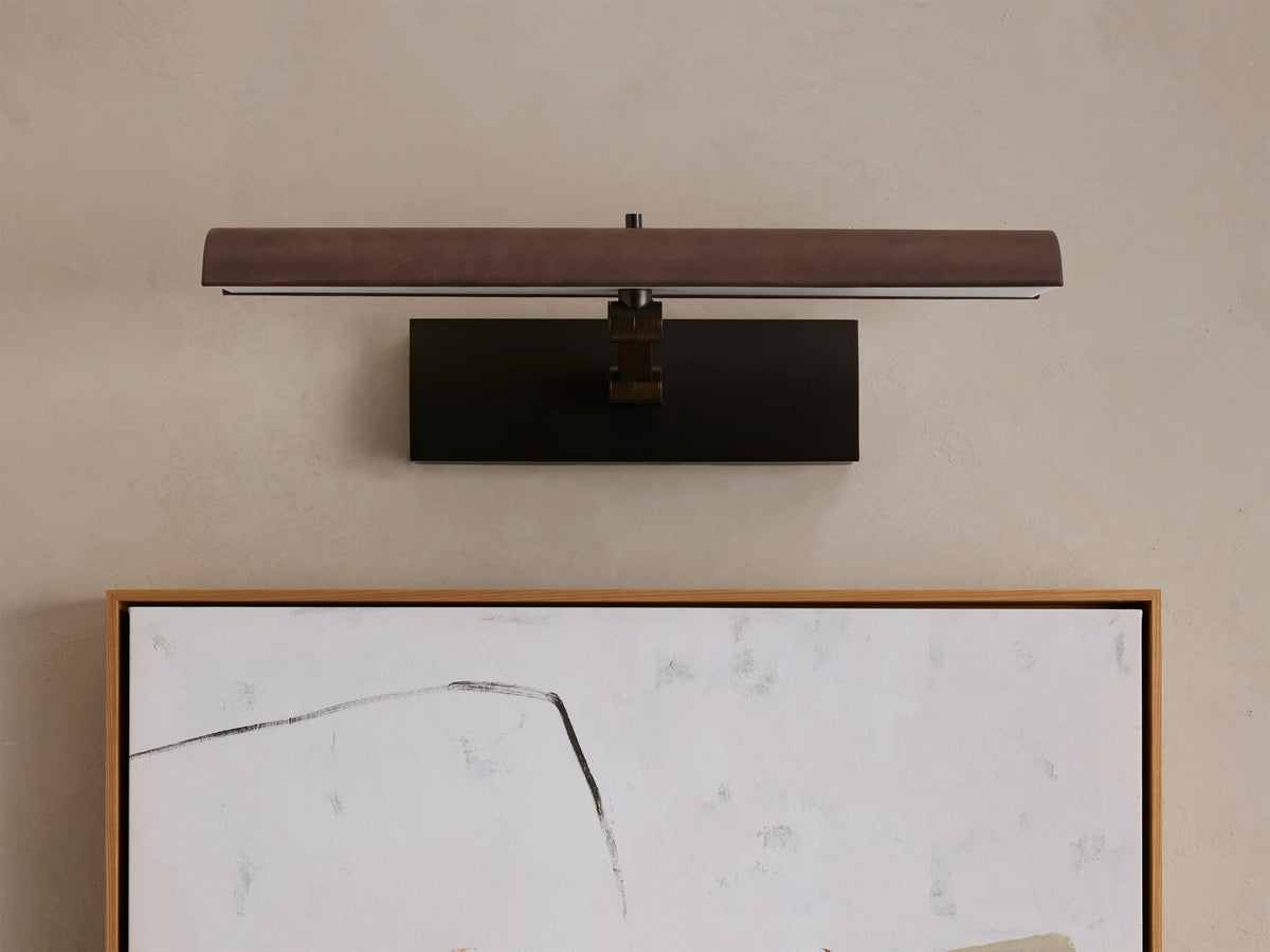 Bronze Picture Light Leather-wrapped LED Sconce — product view 6