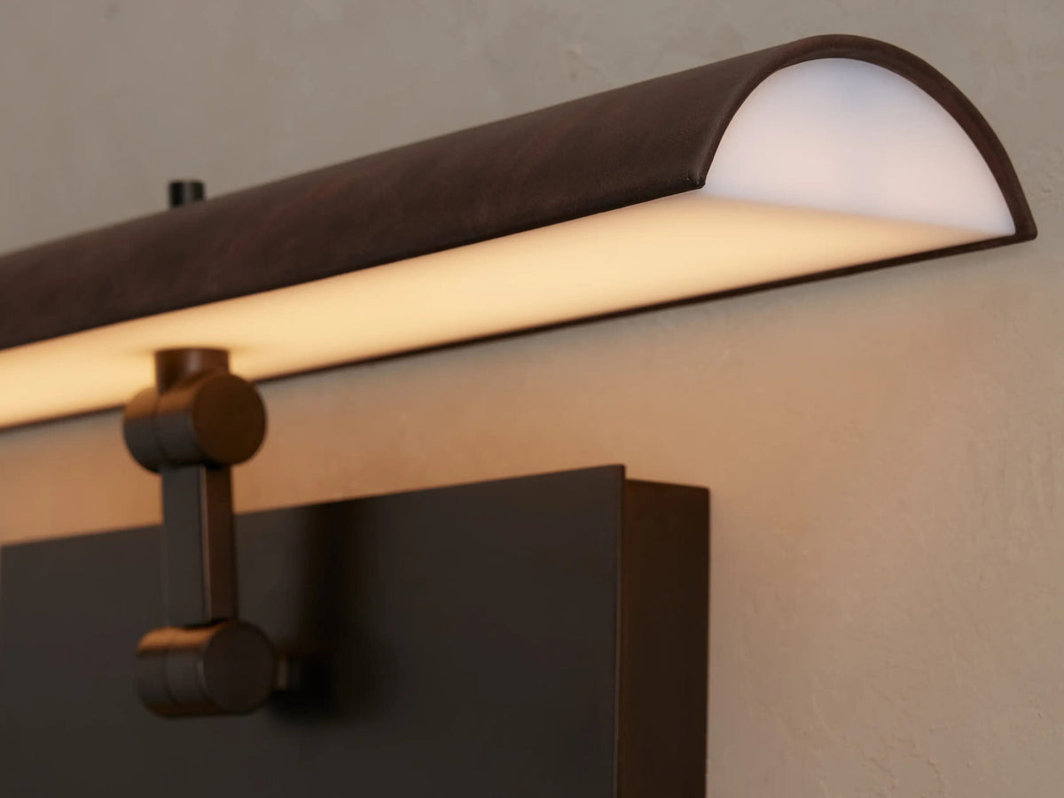 Bronze Picture Light Leather-wrapped LED Sconce — product view 8