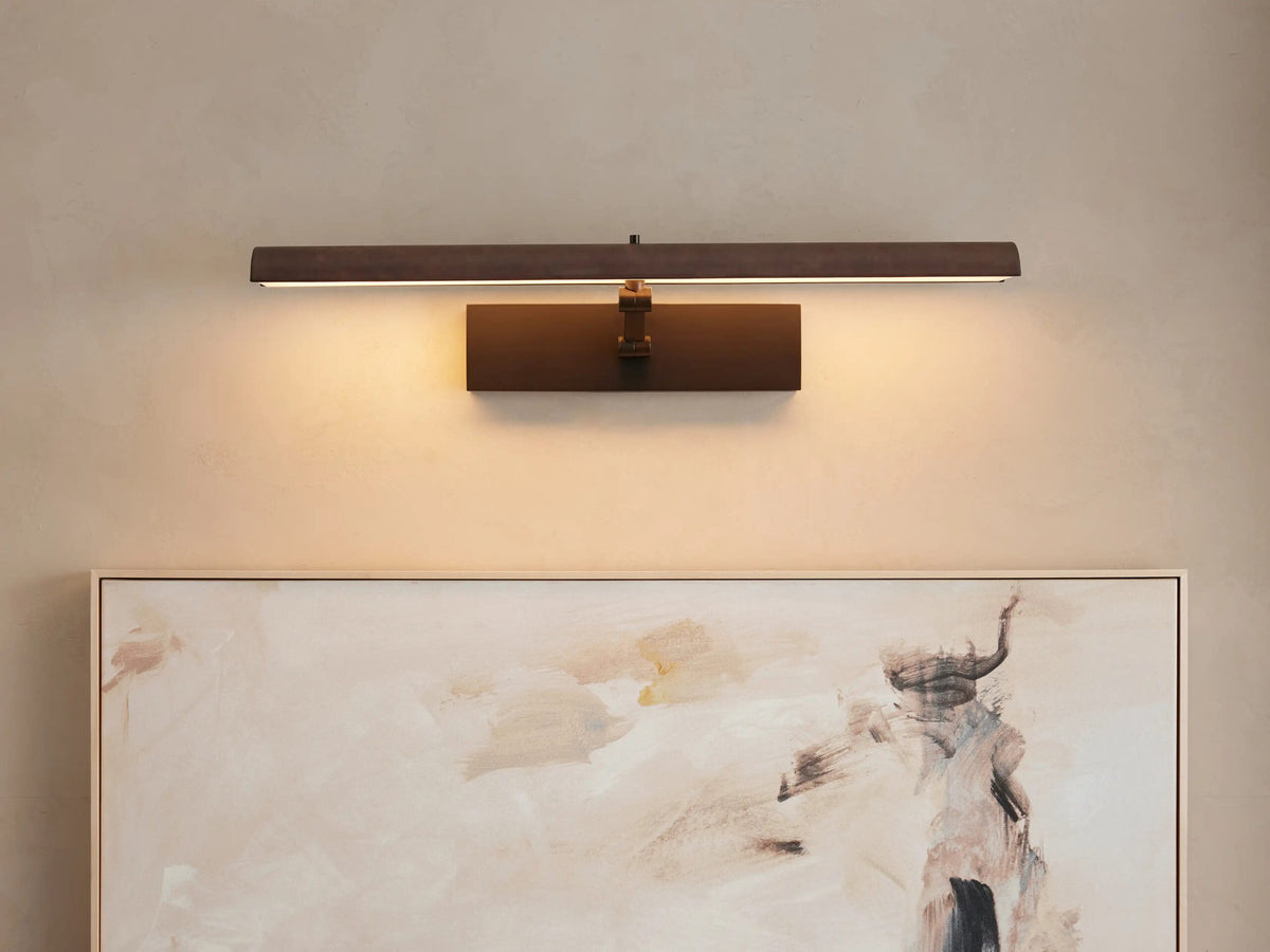 Bronze Picture Light Leather-wrapped LED Sconce — product view 9