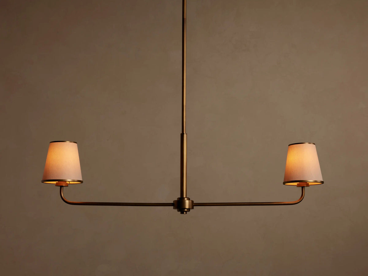 Adria Iron Chandelier with Flax Fabric Shades — product view 1