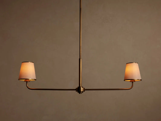 Adria Iron Chandelier with Flax Fabric Shades — product view 1