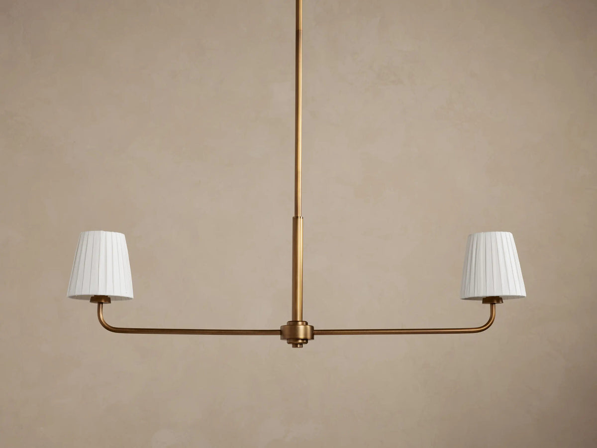 Adria Iron Chandelier with Flax Fabric Shades — product view 6