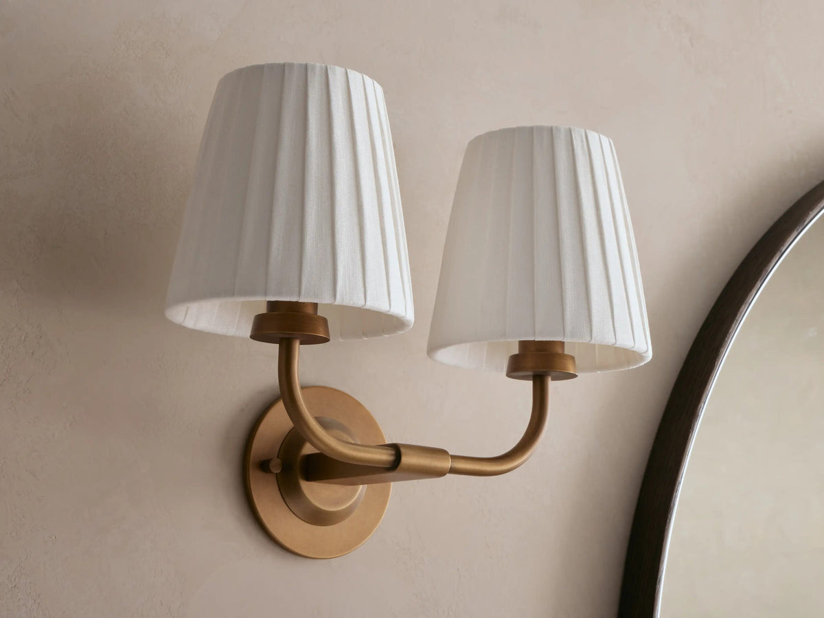 Iron Wall Sconce Adria Double Pleated White — product view 2