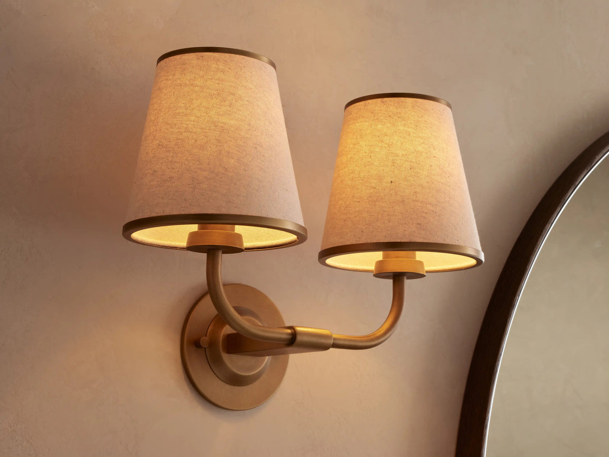 Iron Wall Sconce Adria Double Pleated White — product view 4