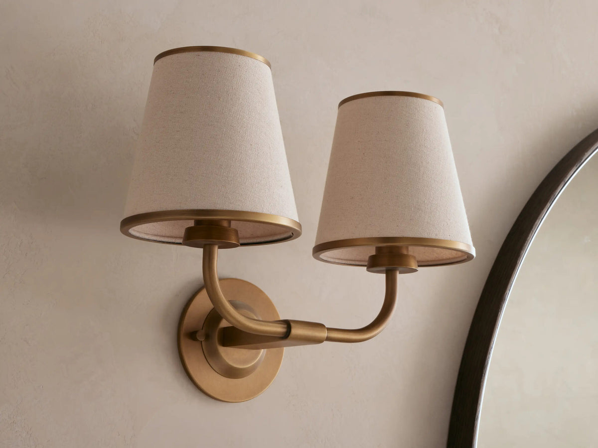Iron Wall Sconce Adria Double Pleated White — product view 5