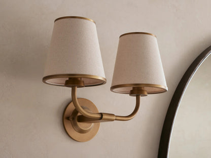 Iron Wall Sconce Adria Double Pleated White — product view 5