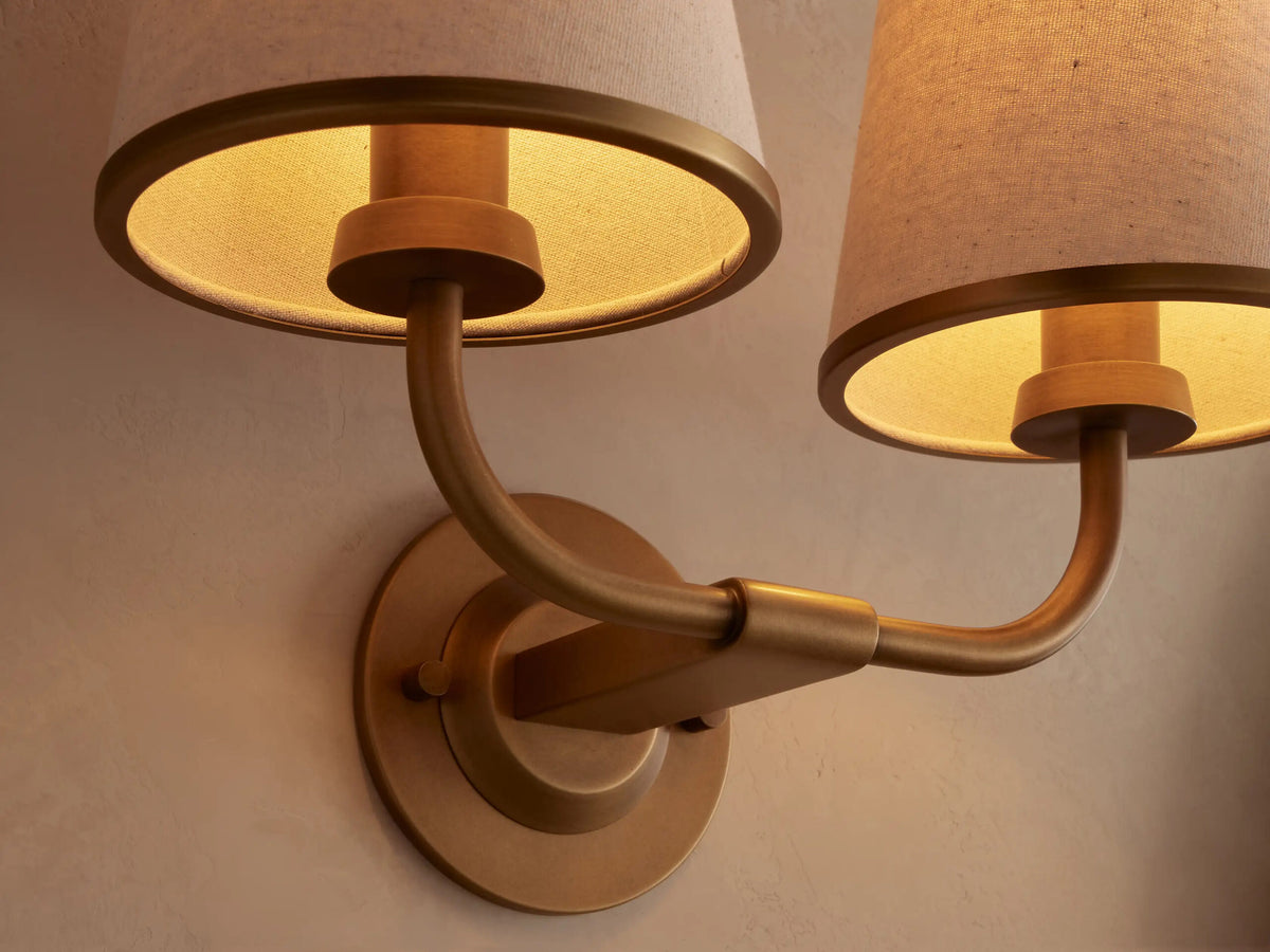 Iron Wall Sconce Adria Double Pleated White — product view 6