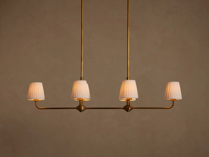 Iron Linear Chandelier with Pleated White Shades — product view 1