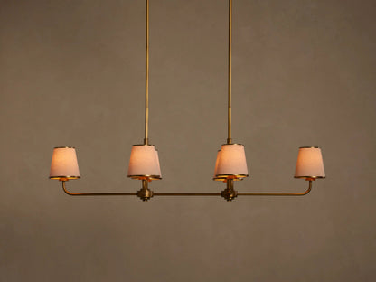 Iron Linear Chandelier with Pleated White Shades — product view 5