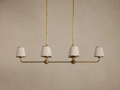 Iron Linear Chandelier with Pleated White Shades — product view 6
