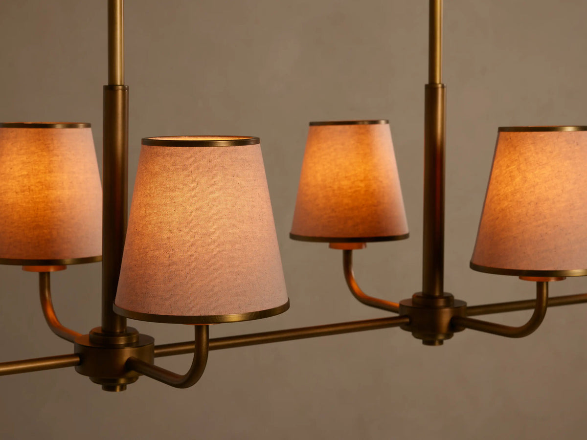 Iron Linear Chandelier with Pleated White Shades — product view 7