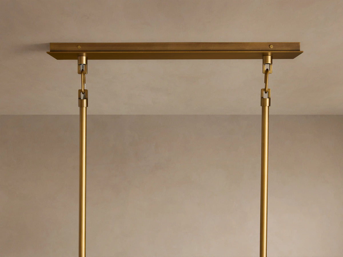 Iron Linear Chandelier with Pleated White Shades — product view 8