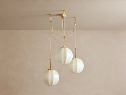Brass Chandelier with Cream Glass Globes — product view 2