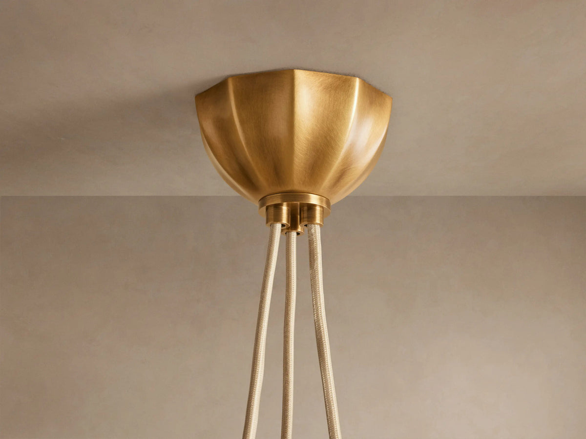 Brass Chandelier with Cream Glass Globes — product view 4