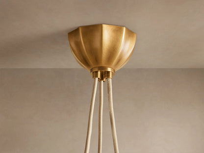Brass Chandelier with Cream Glass Globes — product view 4