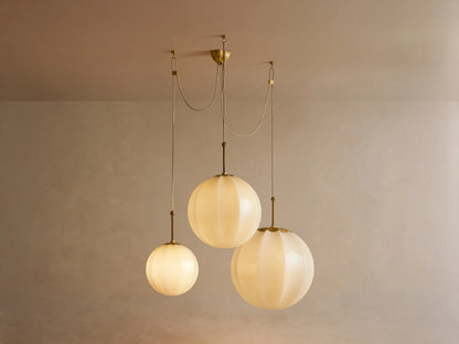 Brass Chandelier with Cream Glass Globes — product view 6