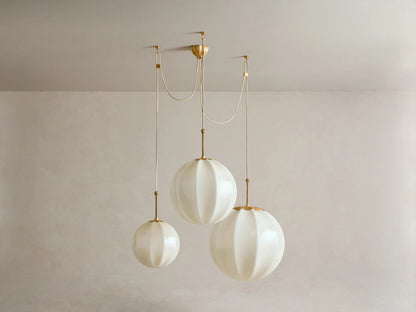 Brass Chandelier with Cream Glass Globes — product view 7