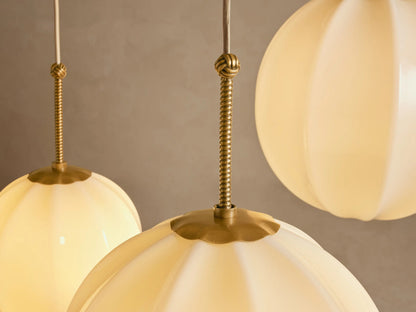 Brass Chandelier with Cream Glass Globes — product view 8